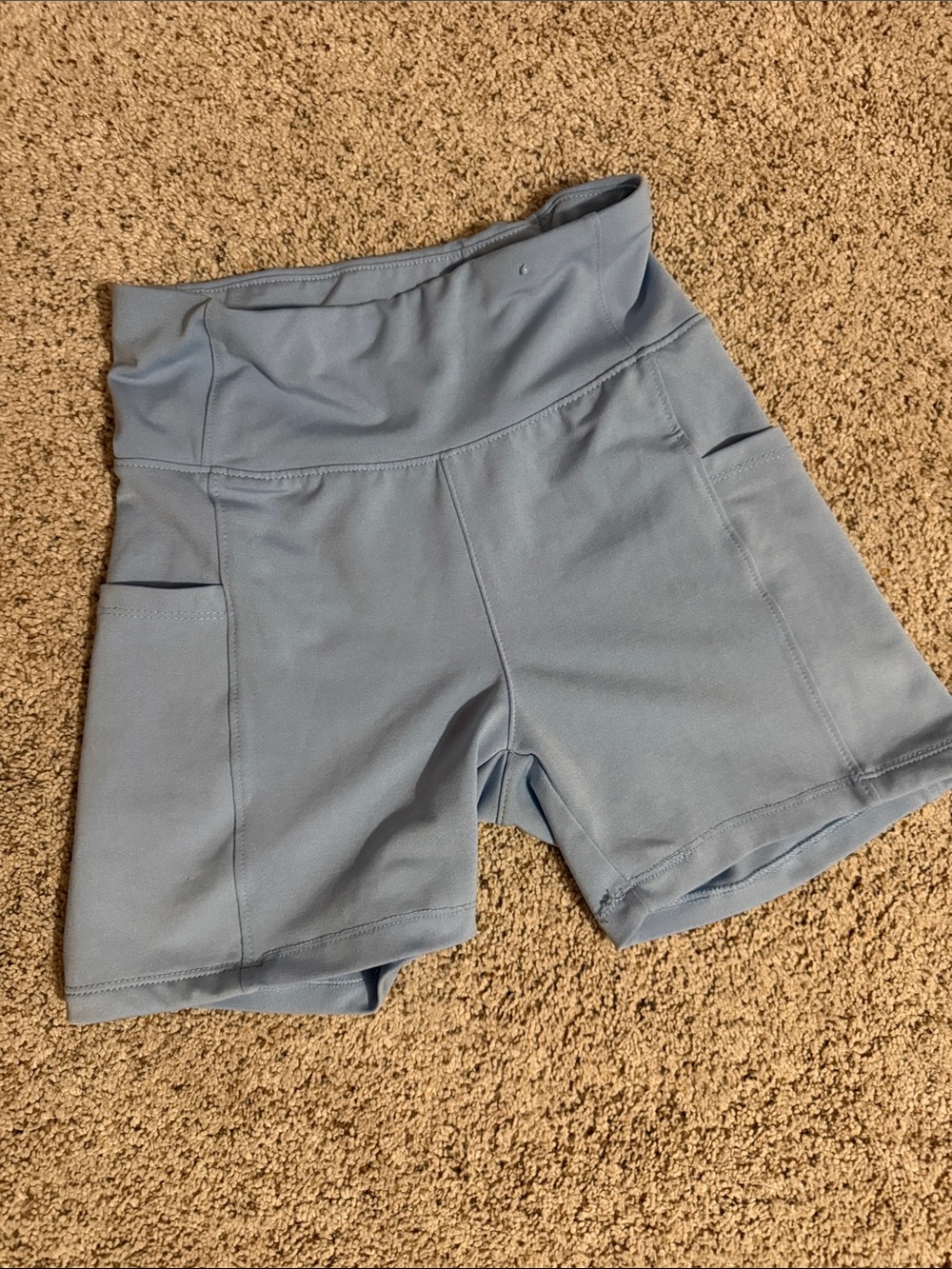 SHEIN Powder Blue High-Rise Bike Shorts with Pockets